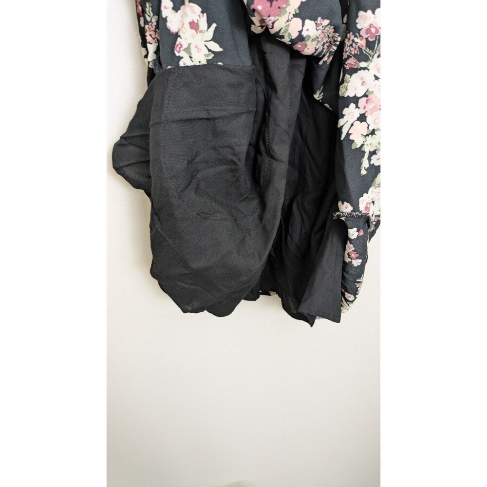 Abercrombie & Fitch XSP Dark Floral V-Neck Babydoll Coquette Mini Dress Smocked - Picture 14 of 16